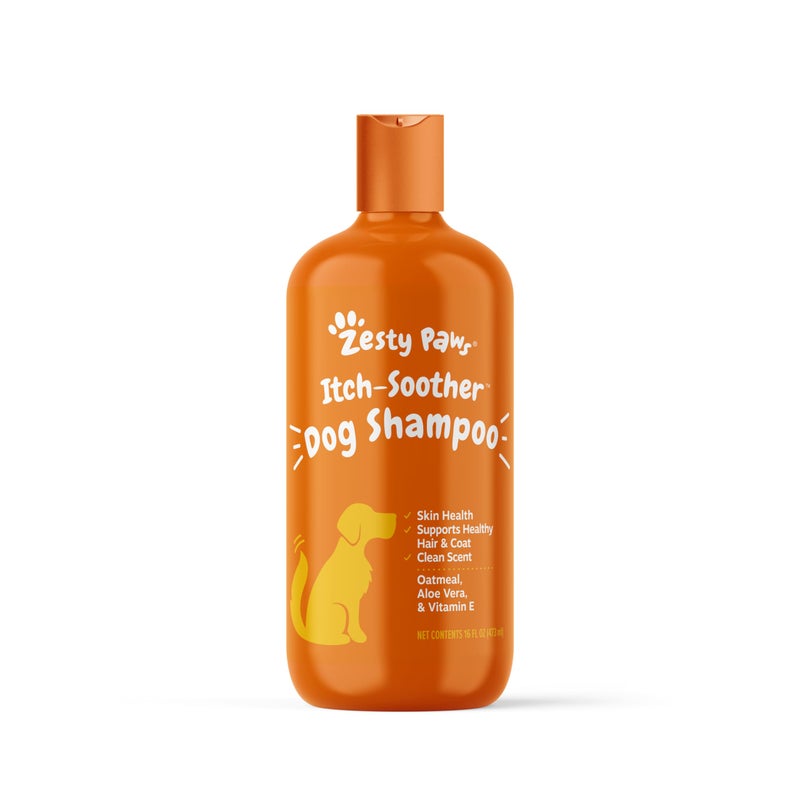 Zesty Paws Dog Shampoo with Oatmeal & Aloe Vera - Grooming Pet Wash for Itchy & Sensitive Skin + Dandruff & Coat - Gentle Anti Itch Formula - Vanilla Bean Scent - 16 OZ - Image 1